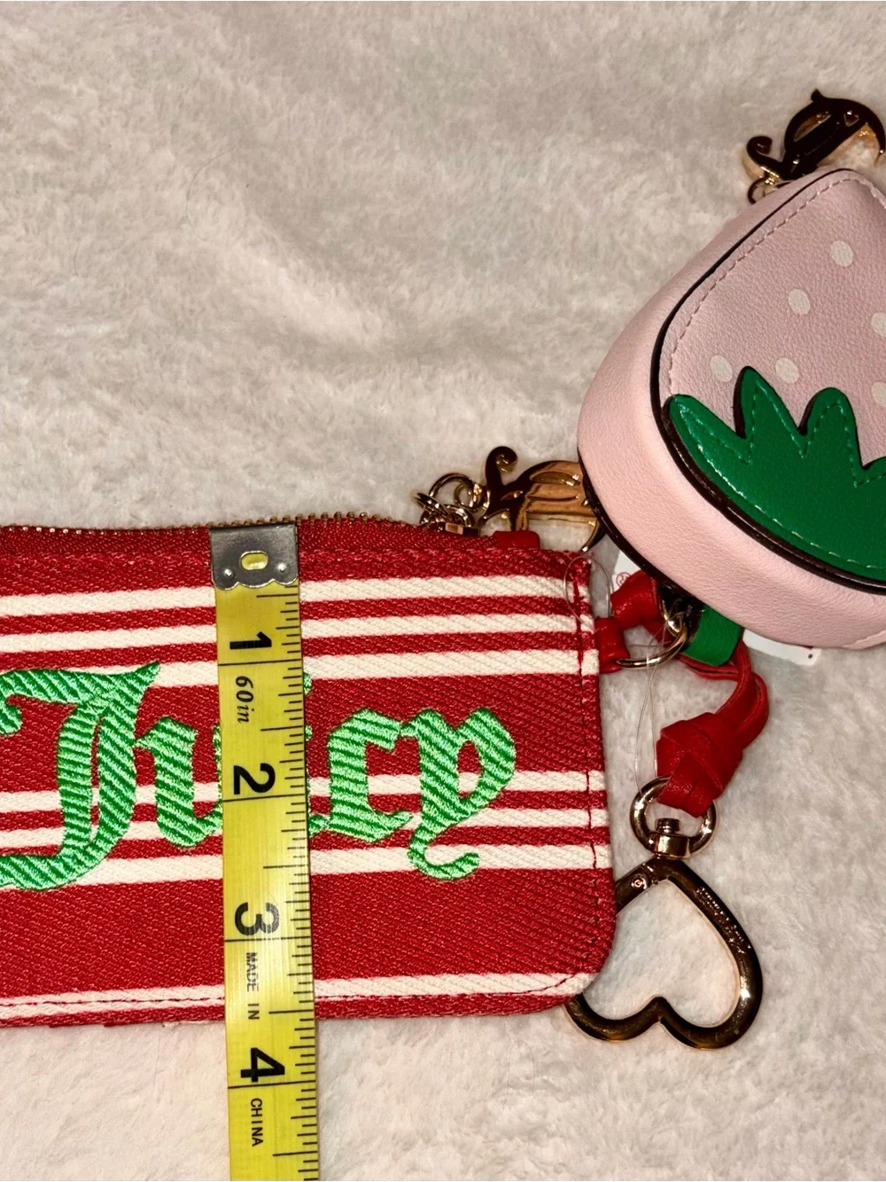 Juicy Couture Paradise Mini Stripe Wallet & Strawberry Coin Pouch NEW w Tags!